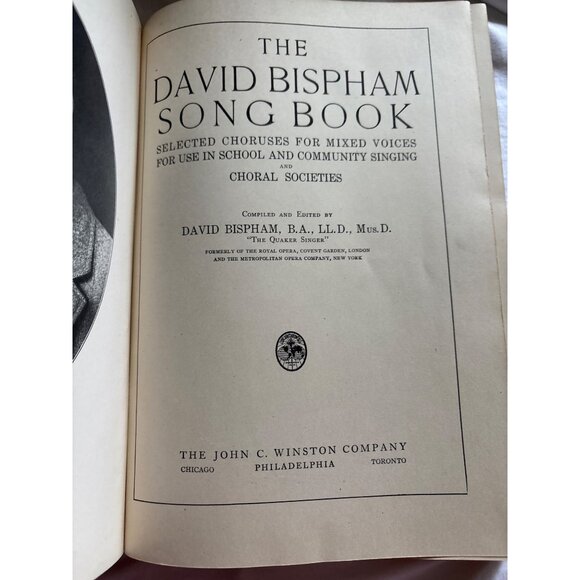 The David Bispham Song Book 1920 Hardcover Mixed Voices Choral Selections & Misc - Picture 4 of 16